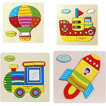 7 PCS Wooden 3D Puzzle Jigsaw Wooden Toys For Children Cartoon Animal Puzzle Kids Educational Toys