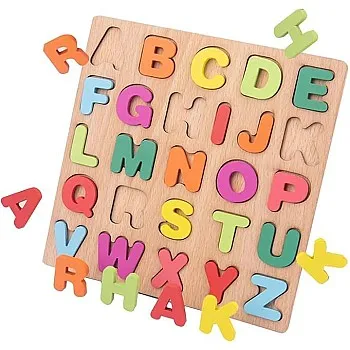 TMRBBesty Wooden Alphabet Puzzle Board ABC, Puzzle Letters, Capital Alphabet, Children from 2, Small Size Assorted colors