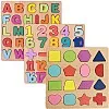 Wooden Puzzles for Toddlers, 3pack Alphabet Shape Puzzles for Kids 3 Wooden Montessori Toddler Puzzles Wooden Alphabet Number Shape Puzzles for Kids 3 Years Old Boys & Girls