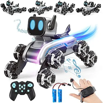8WD Ferngesteuertes Roboter Hund ab 6 7 8 9 10 Jahre,2,4G RC Auto mit Gestensensor,360° Drehbares Stunt Roboterhund Spielzeug mit Musik und LED Leuchten Jungen Weihnachten Geburtstags Geschenke Kinder