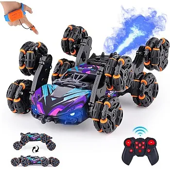 NEXBOX Cool 8 Wheels Hand Controlled RC Stunt Car Toys, Xmas Gifts and Birthday Presents for Kids, Gesture Sensing Remote Control Cars for Boys Age 5-7 8-10 11 12 Year Old
