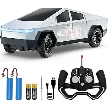 TOYS LAND 1:24 Scale RC Car Toy for Kids, All-Terrain Remote Control Pickup Truck with LED Lights, 2 Rechargeable Batteries Futuristic Car, Birthday Gifts for Boys and Girls Aged 3-8