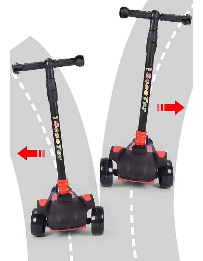 COOLBABY Kid's scooter 3 wheels Big pedal Foldable scooter with music, height-adjustable PU with LED light wheels, best for gifts for children from 3 to 12,red