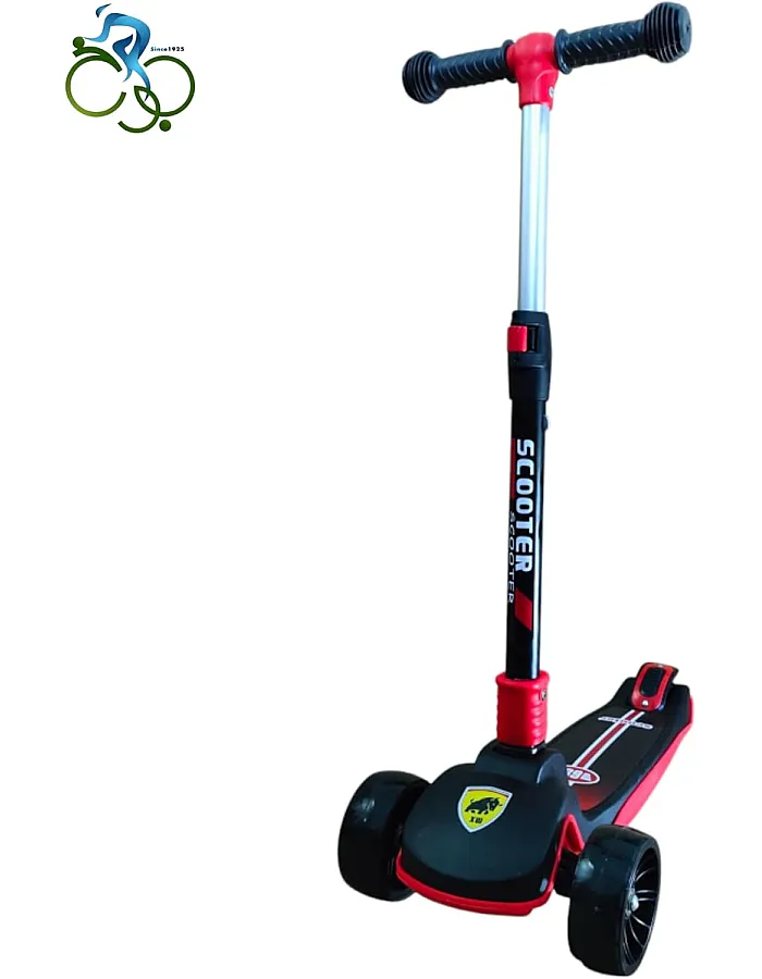 Abo Elgoukh Kids’ 3-Wheel Foldable Scooter with Light-Up Wheels - Adjustable Height, Lean-to-Steer System, Safe & Durable