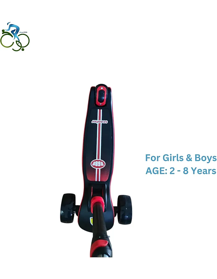 Abo Elgoukh Kids’ 3-Wheel Foldable Scooter with Light-Up Wheels - Adjustable Height, Lean-to-Steer System, Safe & Durable