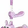Kids Scooter 3 Wheels Cute Rabbit Design, More Foldable Seat, Music and Side Light - 2 in 1 Scooter for Kids Ages 2-12 Boys Girls Reclining Steering
