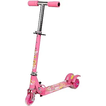Mini Kick Scooter Aluminum Folding Scooters with LED Light Up Wheels, Adjustable Height for Kids Girls Boys Toddler Ages 3-8 Years- - Different Characters Assorted color and stickers design