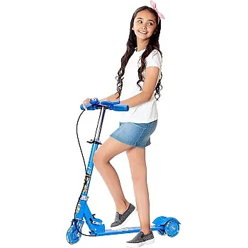 Ozoy Road Runner Kick Scooter for Kids Ages 3-14 Years Old Boy Girl with 3 Wheel LED Lights, Adjustable Level Handlebar & Foldable Design & Lean-to-Steer (Scooter-Blue-2024)