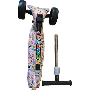 TRUE FIT®-3 Wheel Scooter, Foldable Design, Graffiti Pattern, Height Adjustable, 100% Fun for 5 to 13 Years Old Children