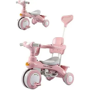2 in 1 Convertible Baby Tricycle for Kids Age 2-5 Years With Adjustable Push Handle & Seat Belt BY HAPPY KIDDO (PINK)