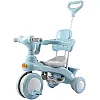 4 in 1 Multifunctional Kids Tricycle with Push Handle for Parents, Ride on Cart Turns into Independent Balance Bike with Music and LED Light, Adjustable Safe Design for Ages 1-6_HAPPY_KIDDO (BLUE)
