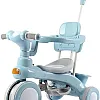 4 in 1 Multifunctional Kids Tricycle with Push Handle for Parents, Ride on Cart Turns into Independent Balance Bike with Music and LED Light, Adjustable Safe Design for Ages 1-6_HAPPY_KIDDO (BLUE)