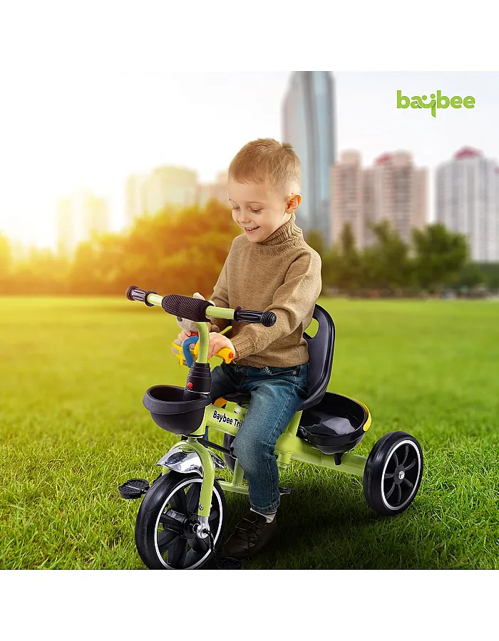 Baybee Smart Plug & Play Baby Tricycle for Kids, Cycle for Kids with Storage Space & Parental Push Handle | Kid Baby Tricycle | Baby Cycle for Kid 2 to 5 Years Boys Girls (Hero Green)
