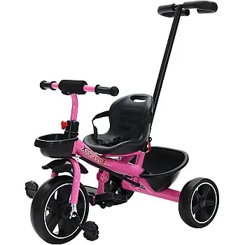 Beauenty Tricycle for Kids, Baby Trike with Pushing Handle, Kids Tricycles with Dual Storage Basket, Toddler Tricycle Folding Footrest and Seat Belt for 2-5Years Old Boy Girl (Style 5)