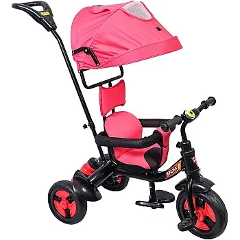 BeyBee| Alpha Secure Baby Tricycle for Kids with Sun Canopy & Parents Handle with Bell and Also with a Water Bottle | Color Wheels for Boys and Girls for Age 1 to 5 yrs (Red)
