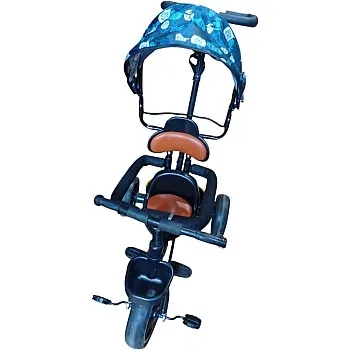 Kids Tricycle Tricycle, Blue Canopy, Comfortable Seat, Parent Steering Handle, Front Basket