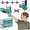 Generic One-button ejection foam airplane toy with 4 gliding launchers, blue