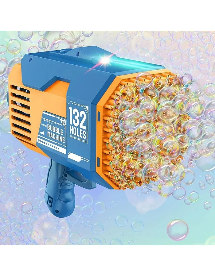 132 Hole Bubble Machine, Bubble Bazooka Gatling Gun Toys for Kids Adults, Summer Outdoors Party Activity, Easter, Birthday Gift (Blue)