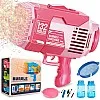 Bubble Machine, 132 Holes Bubble Gun, Bubble Machine Gun with Lights/Bubble Solution, Summer Toy Gift for Toddlers Kids Adults Bubble Blaster for Outdoor Indoor Birthday Wedding Party