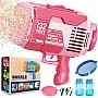 Bubble Machine, 132 Holes Bubble Gun, Bubble Machine Gun with Lights/Bubble Solution, Summer Toy Gift for Toddlers Kids Adults Bubble Blaster for Outdoor Indoor Birthday Wedding Party