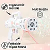 Egypt Hub | Gatling Bubble Toy Gun with Tripod Stand | White & Blue | 8-Hole Automatic Bubble Blower | Kids Outdoor Toy