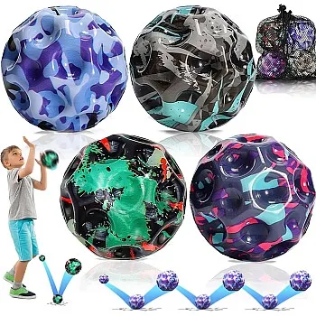 Astro Jump Ball, Pack of 4 Moon Ball, High Jumping Ball for Children, Rubber Ball, Jumpball, Moon Ball, Spaceballs, Moon Ball, Bouncing Ball, Space Ball, MCTTQ-4P
