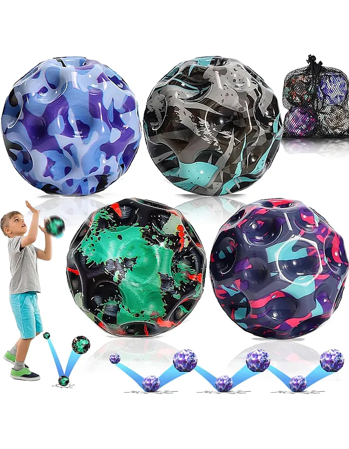 Astro Jump Ball, Pack of 4 Moon Ball, High Jumping Ball for Children, Rubber Ball, Jumpball, Moon Ball, Spaceballs, Moon Ball, Bouncing Ball, Space Ball, MCTTQ-4P