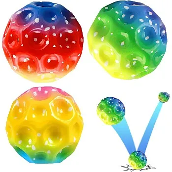 Pack of 4 Moon Ball, Moon Ball, High Jumping Rubber Ball, Astro Jump Ball, Space Ball, Moonball, Mini Bouncing Ball Toy, Bouncy Balls for Kids, Party Gift (Iridescent Colours)