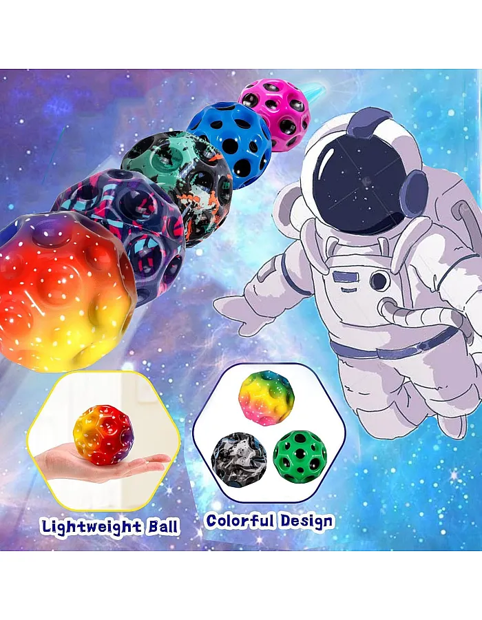 Pack of 6 Space Moon Balls, Mini Jump Ball, Super High Bouncing Lightweight Jumping Ball, Bouncy Balls