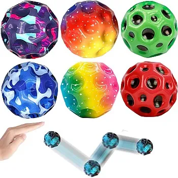 Pack of 6 Space Moon Balls, Mini Jump Ball, Super High Bouncing Lightweight Jumping Ball, Bouncy Balls