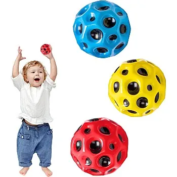 ZUOQIANG Moon Ball, 3 Pieces Bouncing Ball for Children, Space Ball, Super Bouncy Space Ball, Decompression Suitable for Birthday Party Favors (Red+Blue+Yellow)