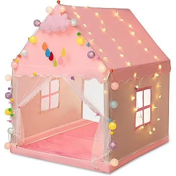 Ergocar Teepee Child Girl, Princess Tent Indoor Dream Castle, Boy's Cabin Child Outdoor, with Colourful Balls & Star Lights, Large Garden Tent, Birthday Gifts
