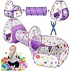 KIDSZONE 3-in-1 Folding Children’s Play Tent – Portable Indoor & Outdoor Playhouse with Tunnel and Ball Pool for Toddlers & Kids Fun Activities (Purple)
