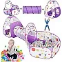 KIDSZONE 3-in-1 Folding Children’s Play Tent – Portable Indoor & Outdoor Playhouse with Tunnel and Ball Pool for Toddlers & Kids Fun Activities (Purple)