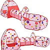 Kids Play Tent Tunnel Set,3 in 1 Children Baby Play House Tent Ball Pool pop Up Kids Indoor Outdoor Toys Tunnel, Ball Pool and Zipper Storage Bag for Toddlers Child