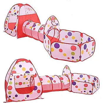 Kids Play Tent Tunnel Set,3 in 1 Children Baby Play House Tent Ball Pool pop Up Kids Indoor Outdoor Toys Tunnel, Ball Pool and Zipper Storage Bag for Toddlers Child