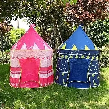 Palace Tent Spacious pyramid castle design (sleeps 2-3 children)Includes a stylish handbag for storage and travelEasy to fold and set up – at home or in the gardenDimensions: Height 135 cm x Width 105