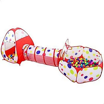 Polka Dot 3-in-1 Folding Kids Play Tent with Tunnel, Ball Pit and Zippered Storage Bag
