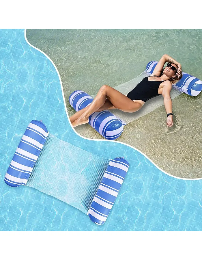 1 Pack Pool Float 4-in-1 Water Hammock,Saddle, Drifter,Lounger Inflatable Pool Floats for Adults Fun Swimming Pool, Beach, Outdoor Pool Chair