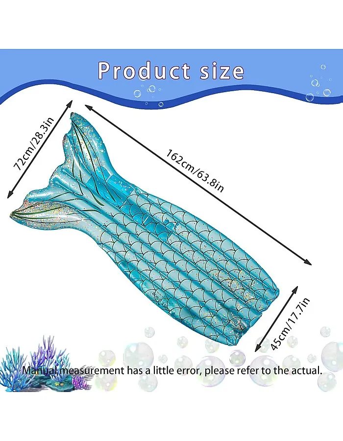 CIYIN Mermaid Air Mattresses Pool Adults and Children, Inflatable Pool Air Mattress, PVC Pool Inflatable Air Mattress, Inflatable Pool Chair for Hawaiian Party, Summer, Water Feature