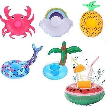 Inflatable Drink Holders, Floats Drinking Cup Holders, Drink Floaties Funny Pool Drink Floats, Inflatable Floating Cup Coasters for Drink, Beverage Swimming Pool Party Toys Supplies (6Pcs)