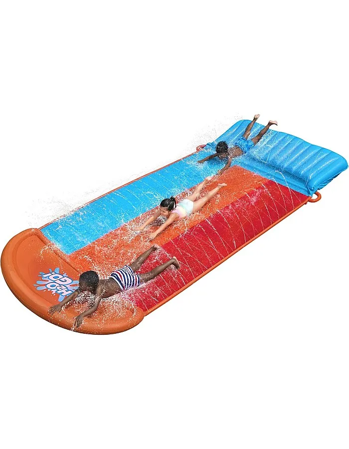 Bestway h2ogo tsunami splash ramp slide, 16ft inflatable water slide for garden, slip and slide water slide for kids with built in sprinklers