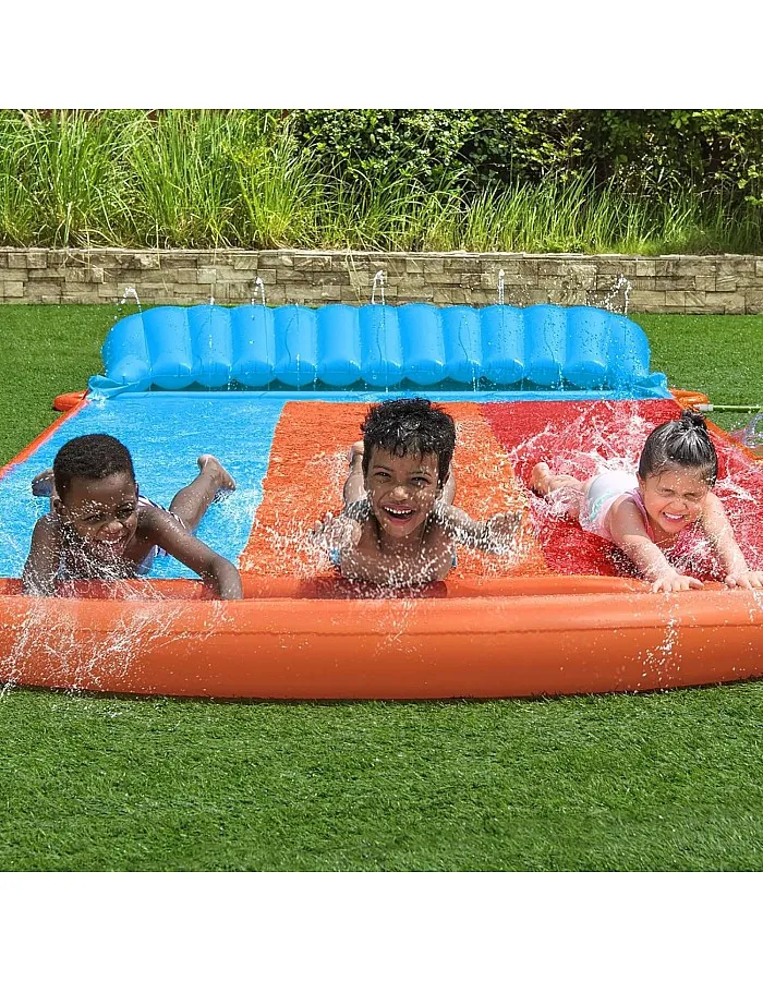 Bestway h2ogo tsunami splash ramp slide, 16ft inflatable water slide for garden, slip and slide water slide for kids with built in sprinklers