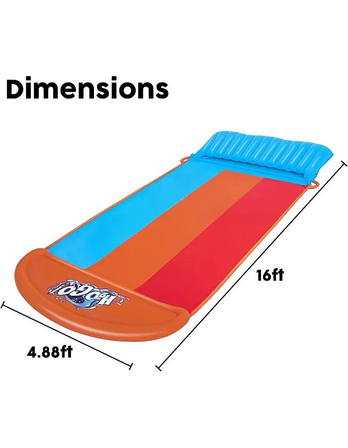 Bestway h2ogo tsunami splash ramp slide, 16ft inflatable water slide for garden, slip and slide water slide for kids with built in sprinklers