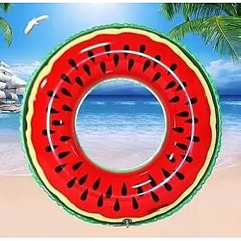 Inflatable Watermelon Pool Float, 90cm Swimming Ring, Summer Beach Water Lounger