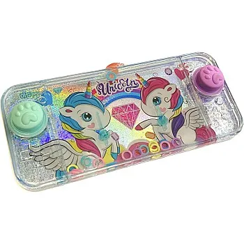 Mini Water Games - Ring Water Games for Girls and Boys - Travel Skill Game - Water Gem - Aqua Play (Unicorn 2 Buttons Green-Violet)