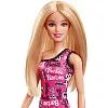Barbie Fashion Doll with Straight Blonde Hair Wearing Removable Pink Dress & Shoes with Logo Print