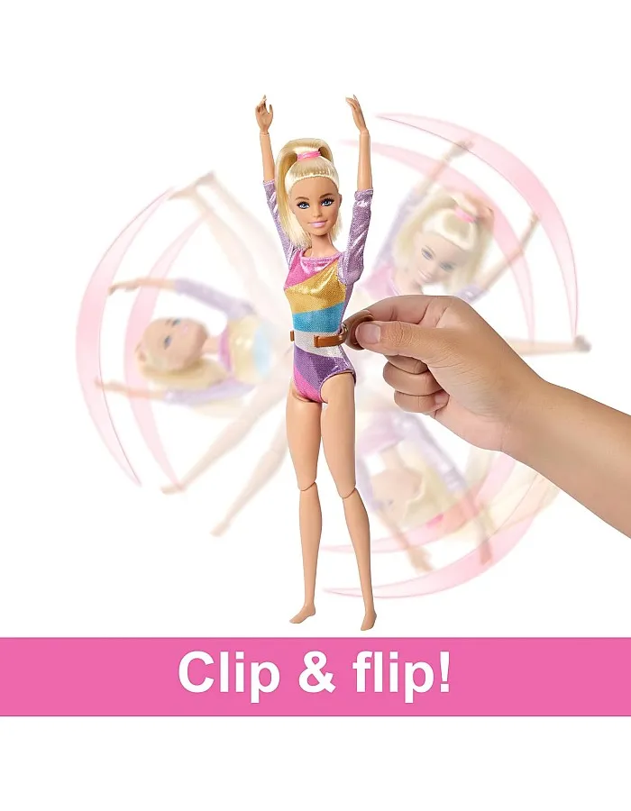 Barbie Gymnastics Playset With Blonde Fashion Doll, Balance Beam, 10+ Accessories & Flip Feature