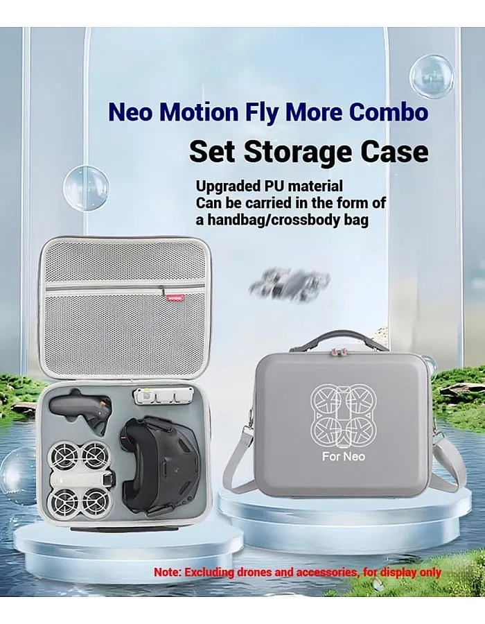 Carrying Case for DJI Neo Motion Fly More Combo, Store Neo Drone, RC Motion 3, Goggles N3, Battery Charing Hub, Spare Propellers Accessories, Grey, Travel Carrying Case