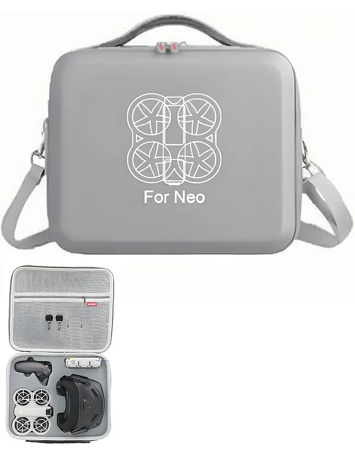 Carrying Case for DJI Neo Motion Fly More Combo, Store Neo Drone, RC Motion 3, Goggles N3, Battery Charing Hub, Spare Propellers Accessories, Grey, Travel Carrying Case